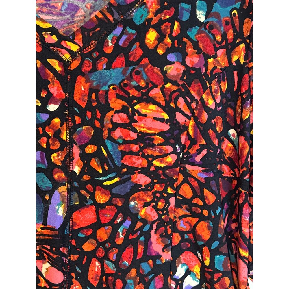 Attitudes by Renee Como Jersey Multicolor Abstract Stained Glass Tunic Top 1X - Picture 4 of 11